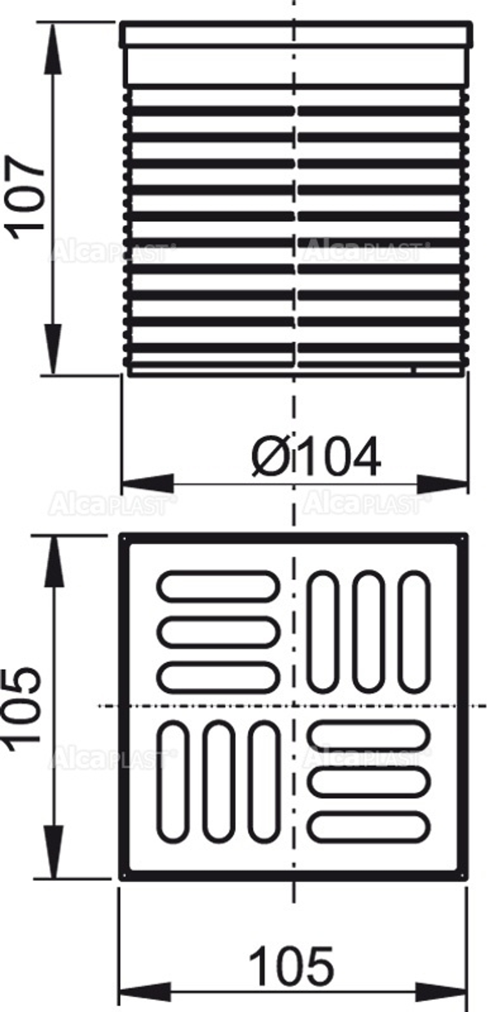 Решетка 105 ? 105 нержавеющая сталь AlcaPlast APV0300