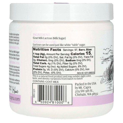 Mt. Capra, Лактоза из козьего молока, 391 г (13,8 унции)