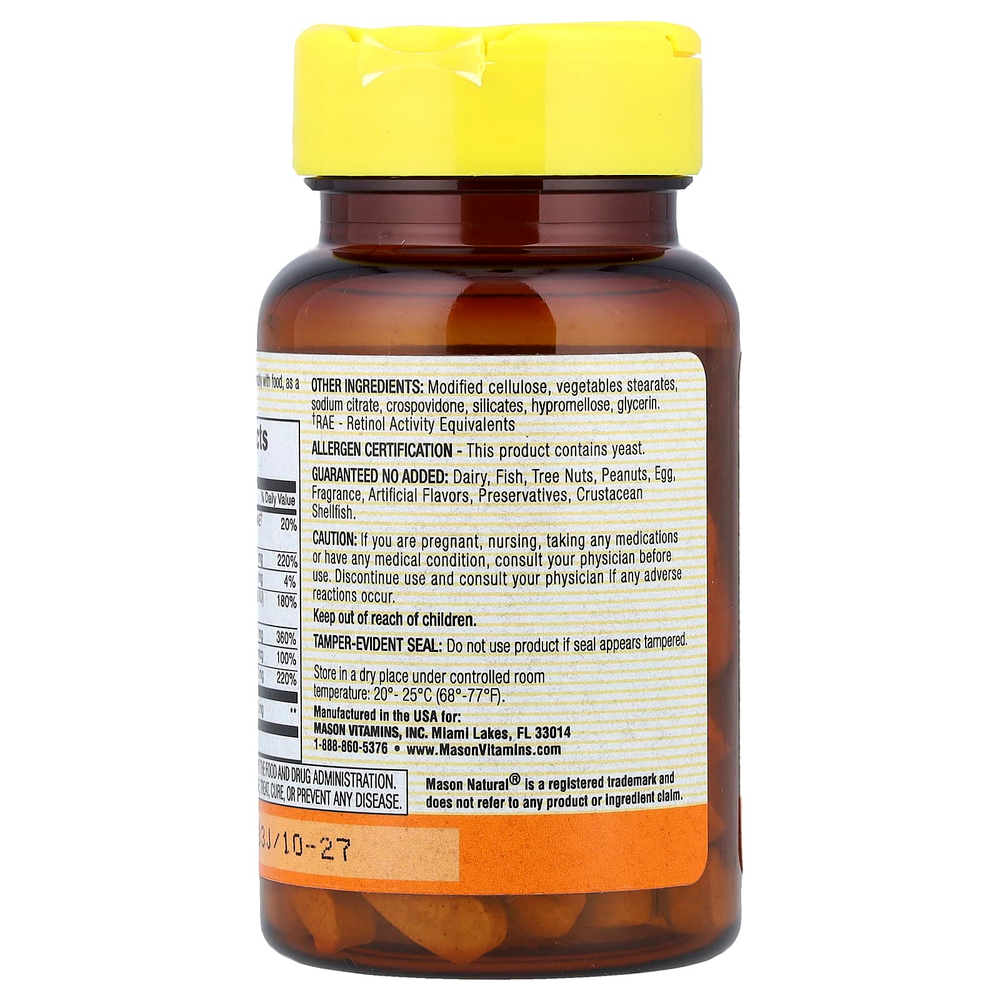 Mason Natural, витамины для зрения с лютеином, 60 таблеток