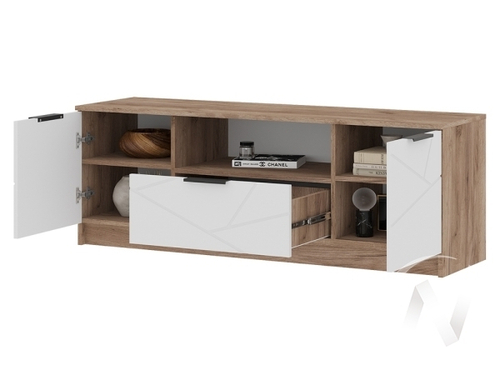 Тумба под ТВ ТВ 01 МС Орегон (дуб крафт табачный/белый супермат; дуб крафт табачный)