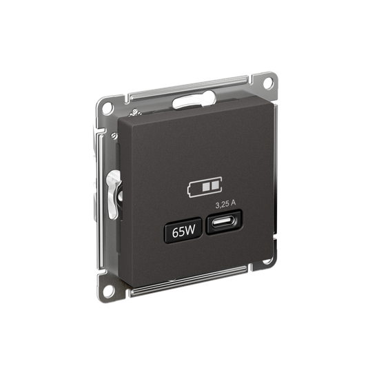 Розетка USB AtlasDesign тип C 65Вт высокоскор. ЗУ QC PD механизм базальт SE ATN001427