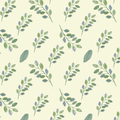 Зеленые веточки на молочном фоне