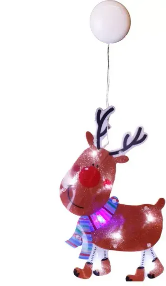 Светящееся украшение на присоске Олень 27*18 см, 8 теплых LED ламп, Svetlitsa (809-02)