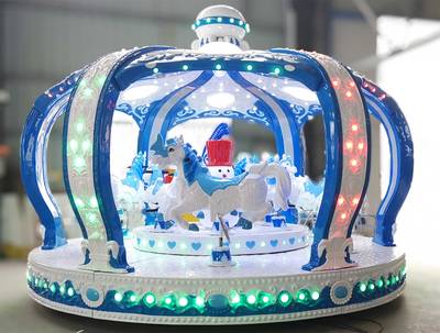 Детская электрическая карусель «Снежная корона» синяя, 12 мест