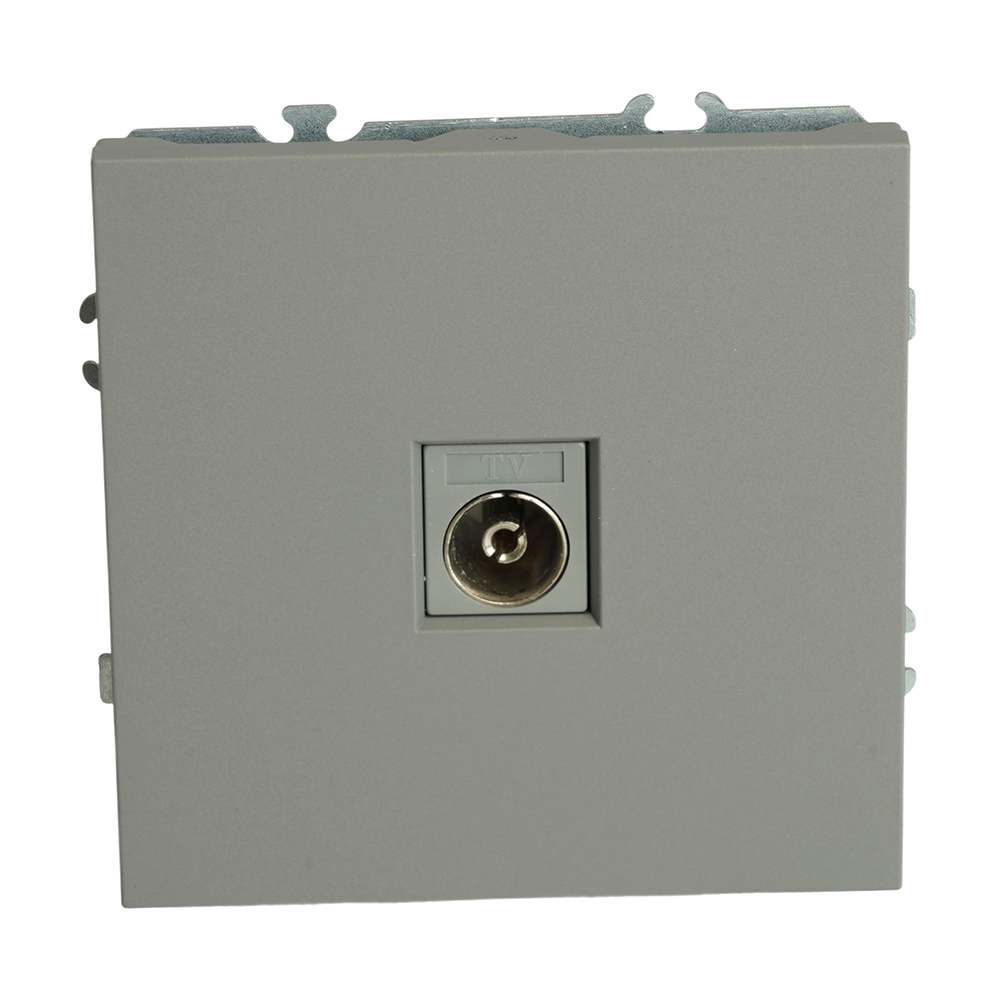 Розетка телевизионная 1-местная (механизм), STEKKER, 75 Ом, 5-862МГц, серия Эмили, RST00-5108-10, платиново-серый, soft touch 49953