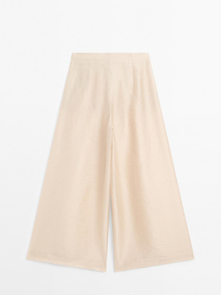 Massimo Dutti Брюки из струящейся смесовой шерсти с защипами, золотистый