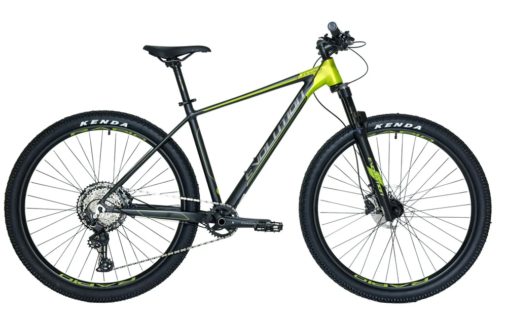 Велосипед 29" EVOLUTION INFERNO HD Air р.19" 12 ск., черно-зеленый матовый, 2025