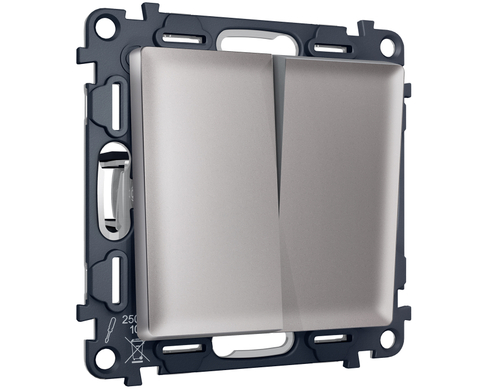 MA503020 Комплект механизма 2-кл проходного выключателя ALFA Сталь матовый QUANT (AP5030, VM120)