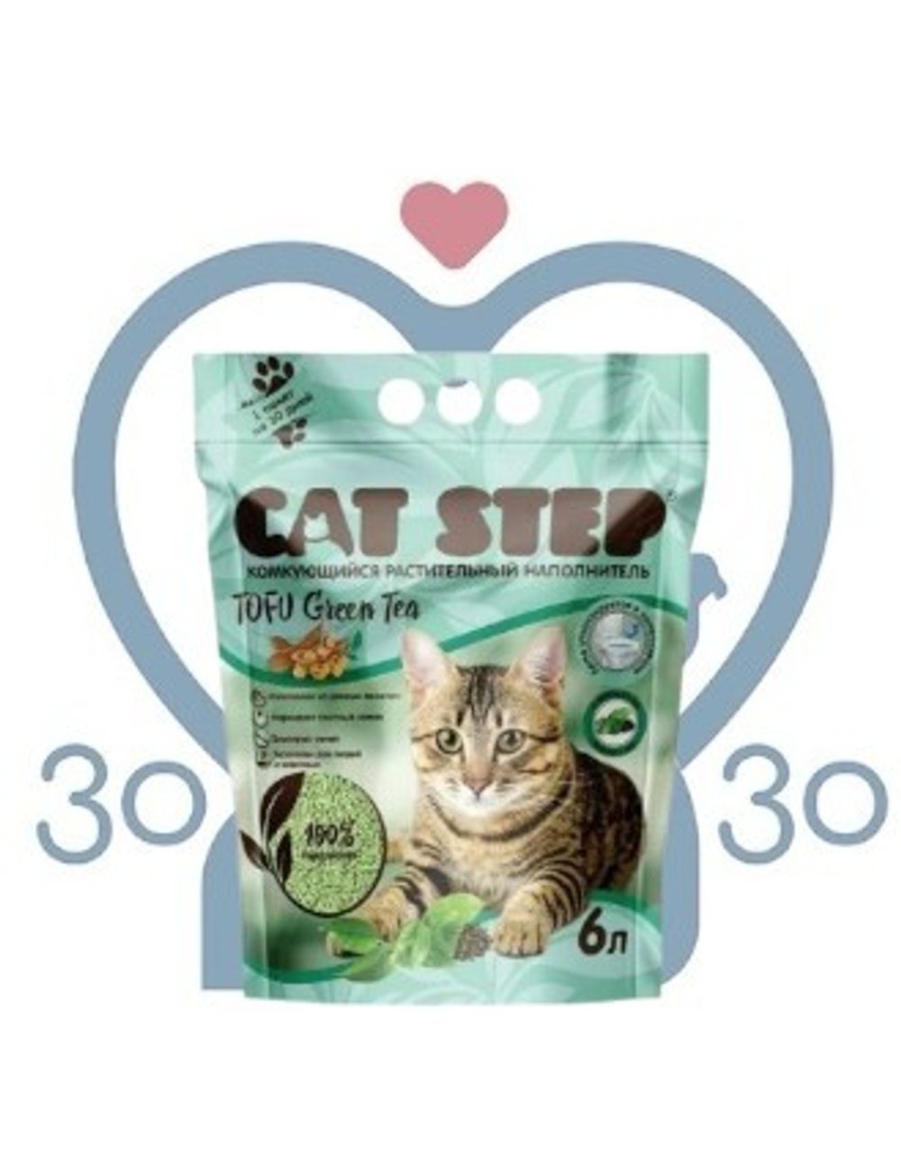 Комкующийся наполнитель Cat Step соевый, Tofu Green Tea, 2,7 кг (6 л)