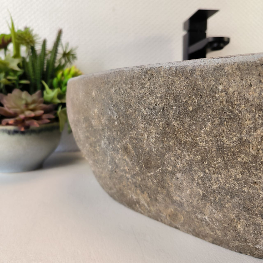 Каменная раковина из речного камня RS-05380 (53*49*15) 0857 из натурального камня