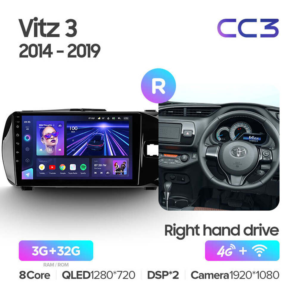Teyes CC3 9" для Toyota Vitz 2014-2019 (прав)