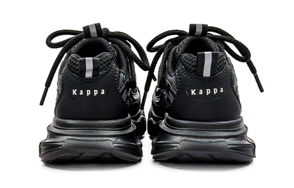 Children's KAPPA KIDS mesh breathable lightweight non-slip microfiber leather low-cut children's casual shoes black