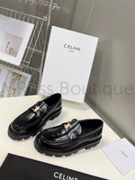 Женские лоферы Celine кожаные в черном цвете