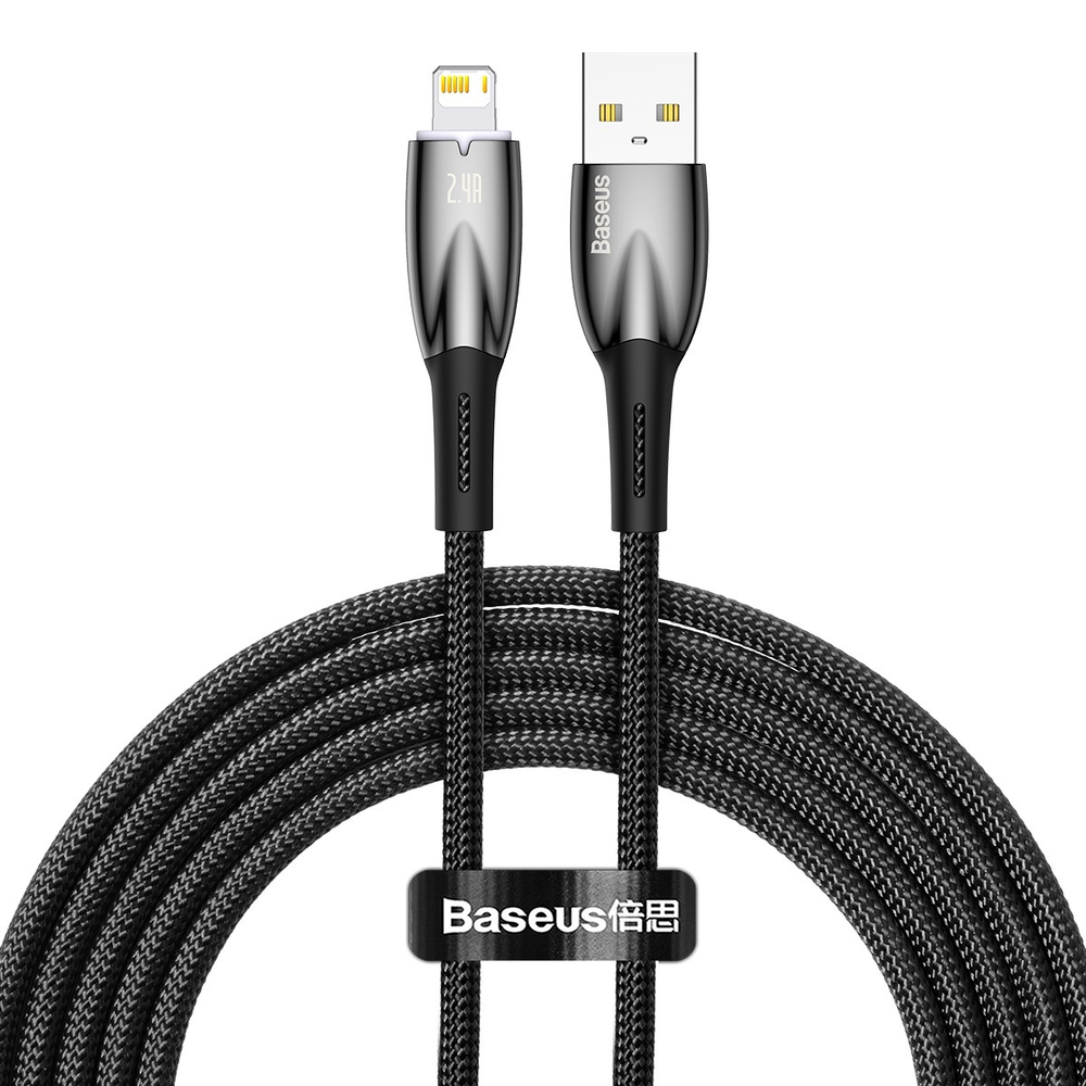 USB-A - Lightning Кабель Baseus Glimmer Charging+Data 2.4A 1-2m - Black