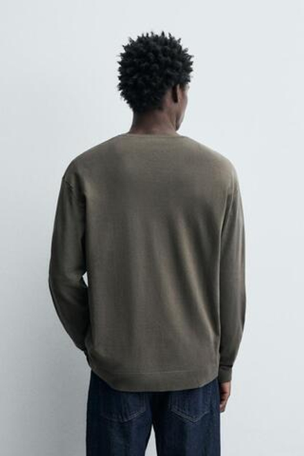 ZARA БАЗОВЫЙ ДЖЕМПЕР С V-ОБРАЗНЫМ ВЫРЕЗОМ, КОРИЧНЕВЫЙ