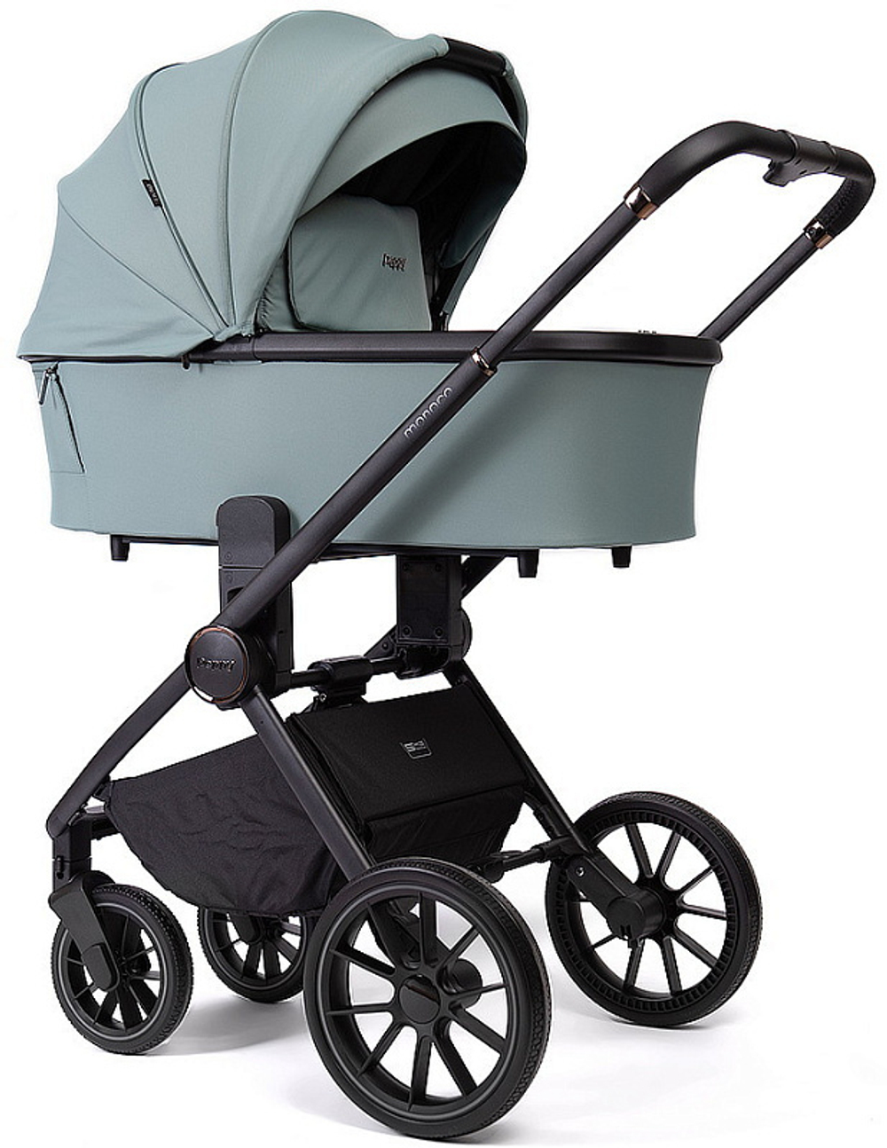 Детская коляска Peppy Monaco 2 в 1 Mint (мятный), рама черная