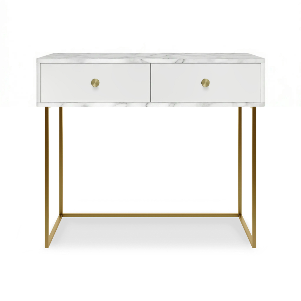 Туалетный столик консоль ROYAL 5311 эко (Мрамор Каррара-Золото-р.золото)