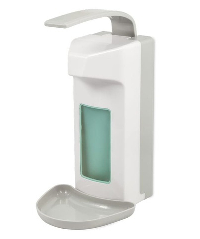 Дозатор локтевой для антисептиков и жидкого мыла А - 266, 1 литр, пластиковый, с лотком, А - 266