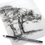 Карандаш угольный BRAUBERG ART CLASSIC, 1 шт., МЯГКИЙ, круглый, корпус черный, заточенный,181290