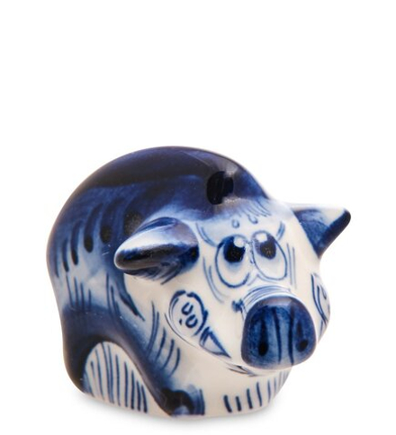 ГЛ- 758 Фигурка «Кабан» (Гжельский фарфор)