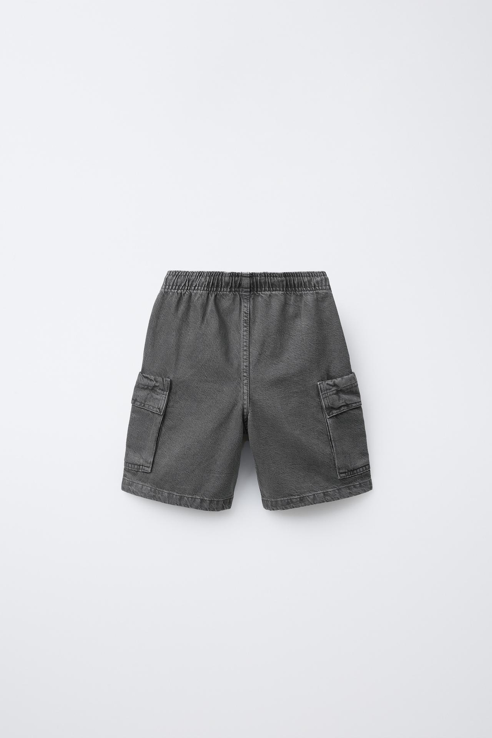 ZARA ШОРТЫ-БЕРМУДЫ ИЗ ТВИЛА С ЭФФЕКТОМ ПОТЕРТОСТИ И КАРМАНАМИ, АНТРАЦИТОВО-СЕРЫЙ
