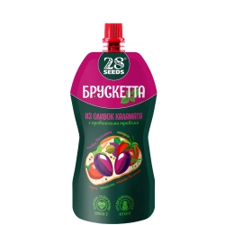 Брускетта из оливок Каламата с прованскими травами 28SEEDS, 150 г, дой-пак спереди