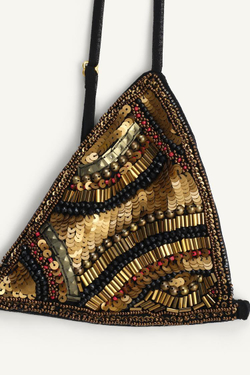 ZARA ТОП С КОНТРАСТНОЙ ВЫШИВКОЙ, ЗОЛОТОЙ