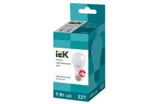 Лампа светодиодная ИЭК ECO 9W E27 A60 4000K 230V груша LLE-A60-9-230-40-E27