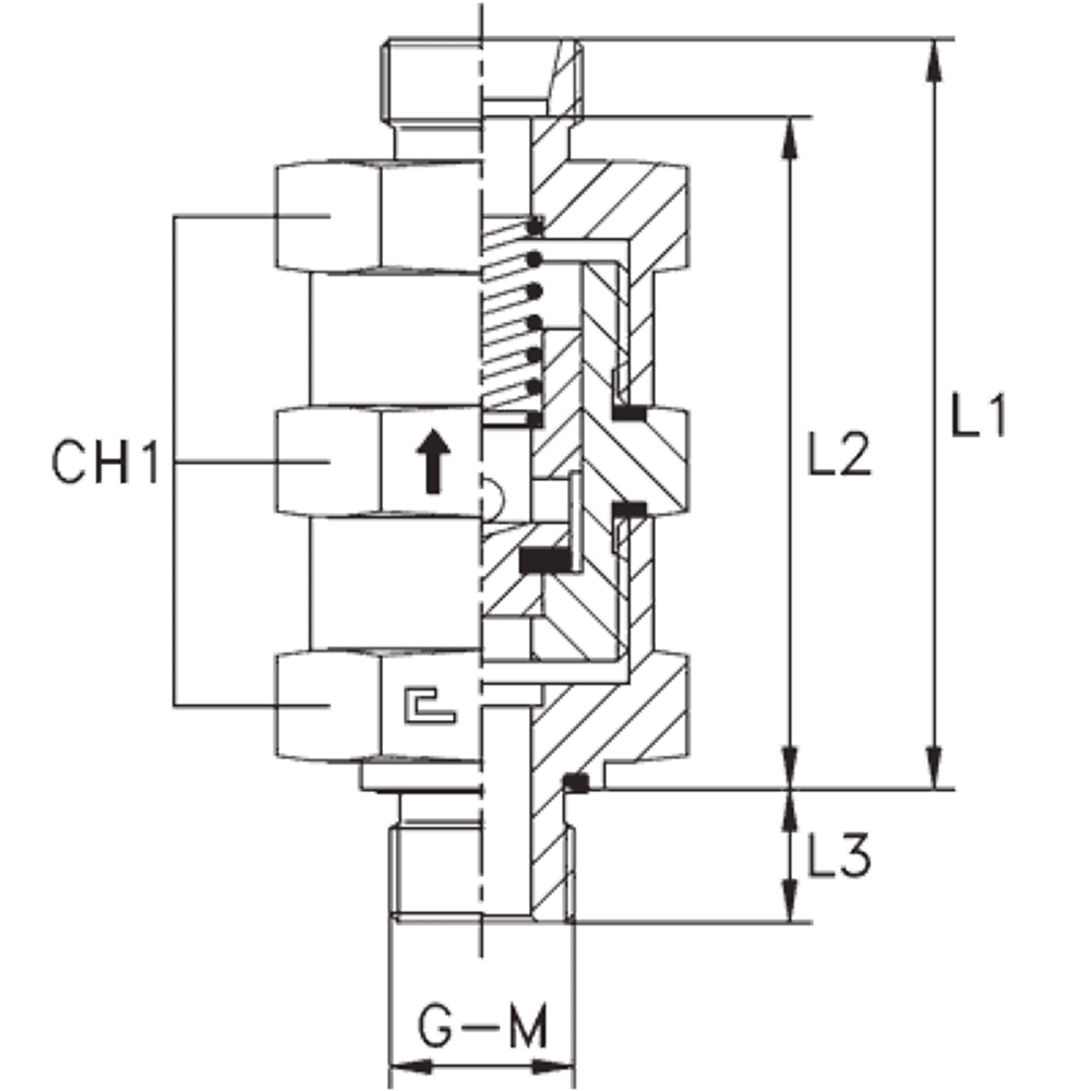 Клапан обратный с наружной резьбой DL18 BSP 1/2 впускной (корпус)
