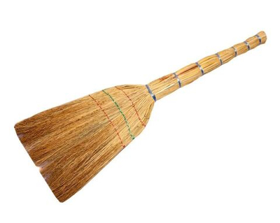 Веник "Сорго" 3 луч в ЛЮКС (1шт) В оплетке (МЕТАЛ) Красная ручка