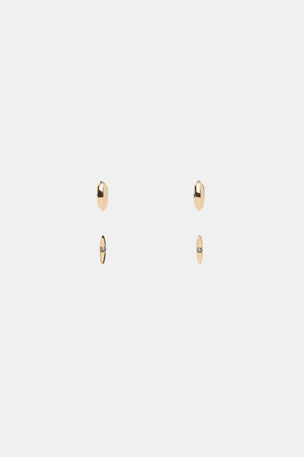 ZARA НАБОР СЕРЕГ-КОЛЕЦ СО СТРАЗАМИ, ЗОЛОТИСТЫЙ