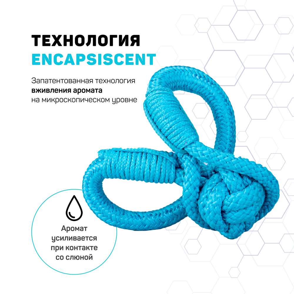 Playology жевательный канат TOUGH TUG KNOT для щенков 4-8 месяцев с ароматом арахиса, цвет голубой