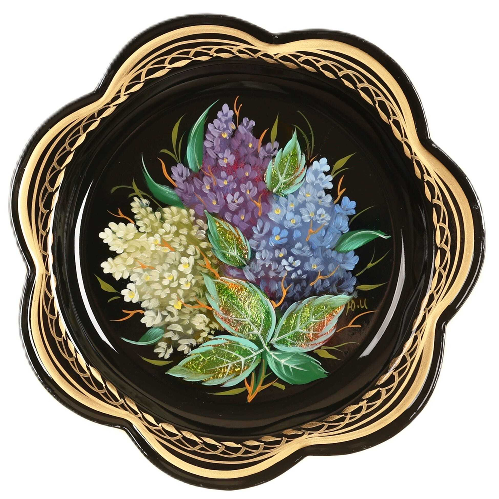 Жостовский поднос декоративный, размер 18 см (A1), металлический