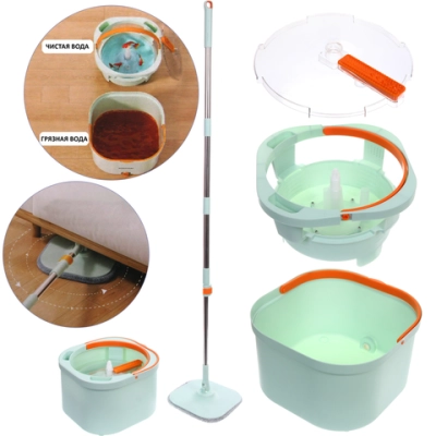 Набор для уборки «Идеальная уборка»15л (ведро с отжимом, швабра, две насадки) в цветной коробке