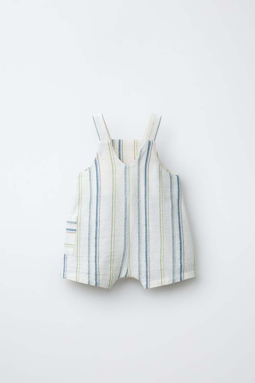 ZARA КОРОТКИЙ КОМБИНЕЗОН В ПОЛОСКУ, ЭКРЮ