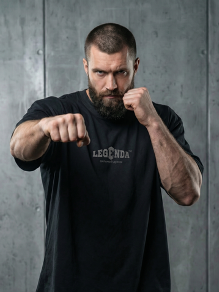Футболка оверсайз хлопковая черная Legenda Витрувианский человек