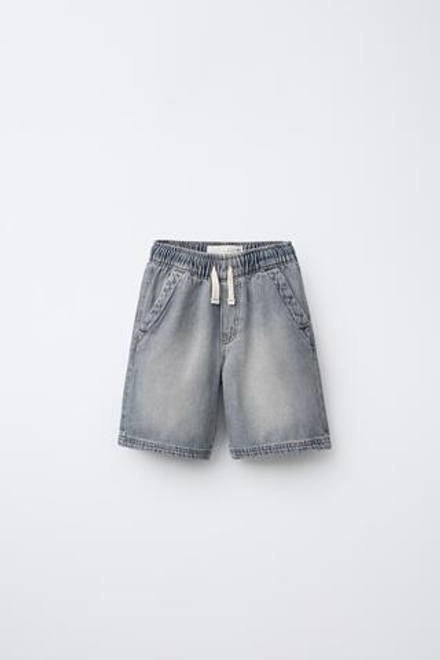 ZARA ДЖИНСОВЫЕ ШОРТЫ LOOSE FIT, ЗЕЛЕНОВАТО-СИНИЙ