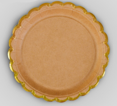 Тарелка бумажная, Крафт, с тиснением,18 см, 6 шт, 1 уп.
