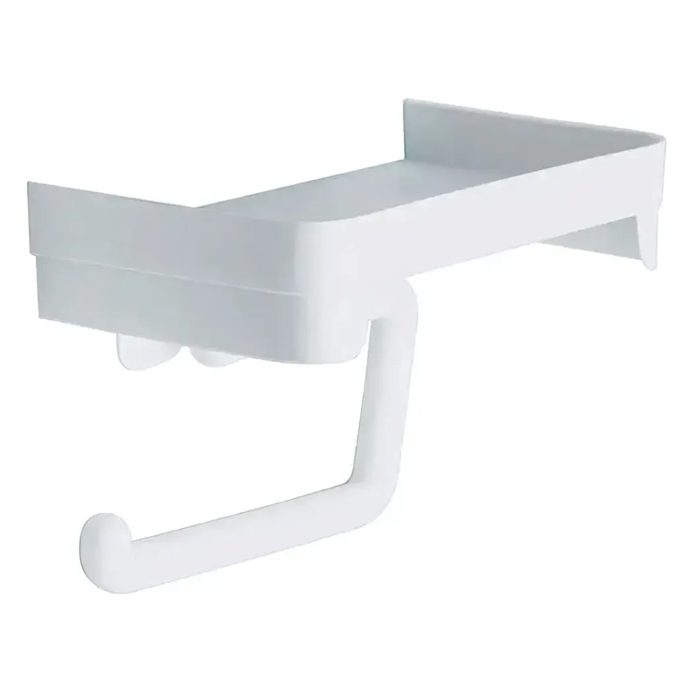 Держатель для туалетной бумаги с полочкой белый
