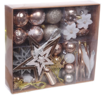 Набор ёлочных украшений "Сказочная зима" 45 предметов, Белый/Шампань (Серпантин)