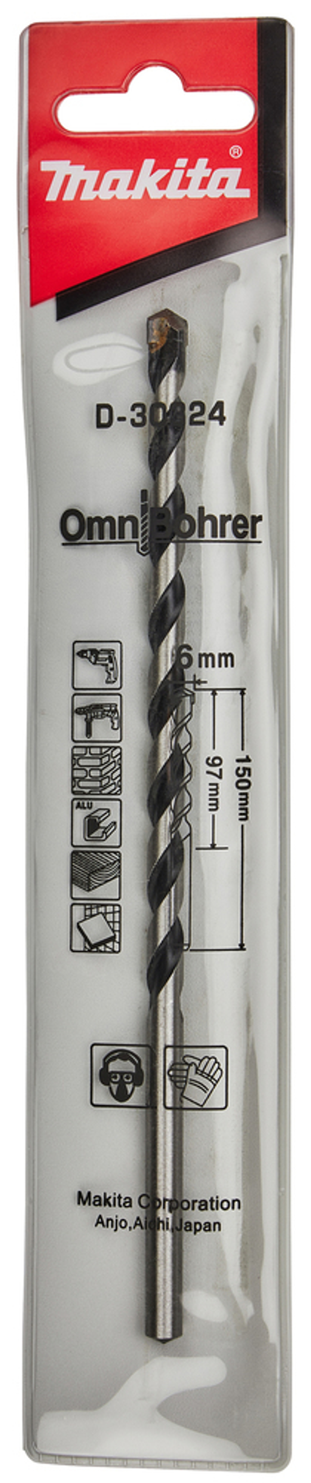 Сверло универсальное 6х108x150 Makita D-30324 Универсальное 6,0 x 58 х 100 мм HM CT