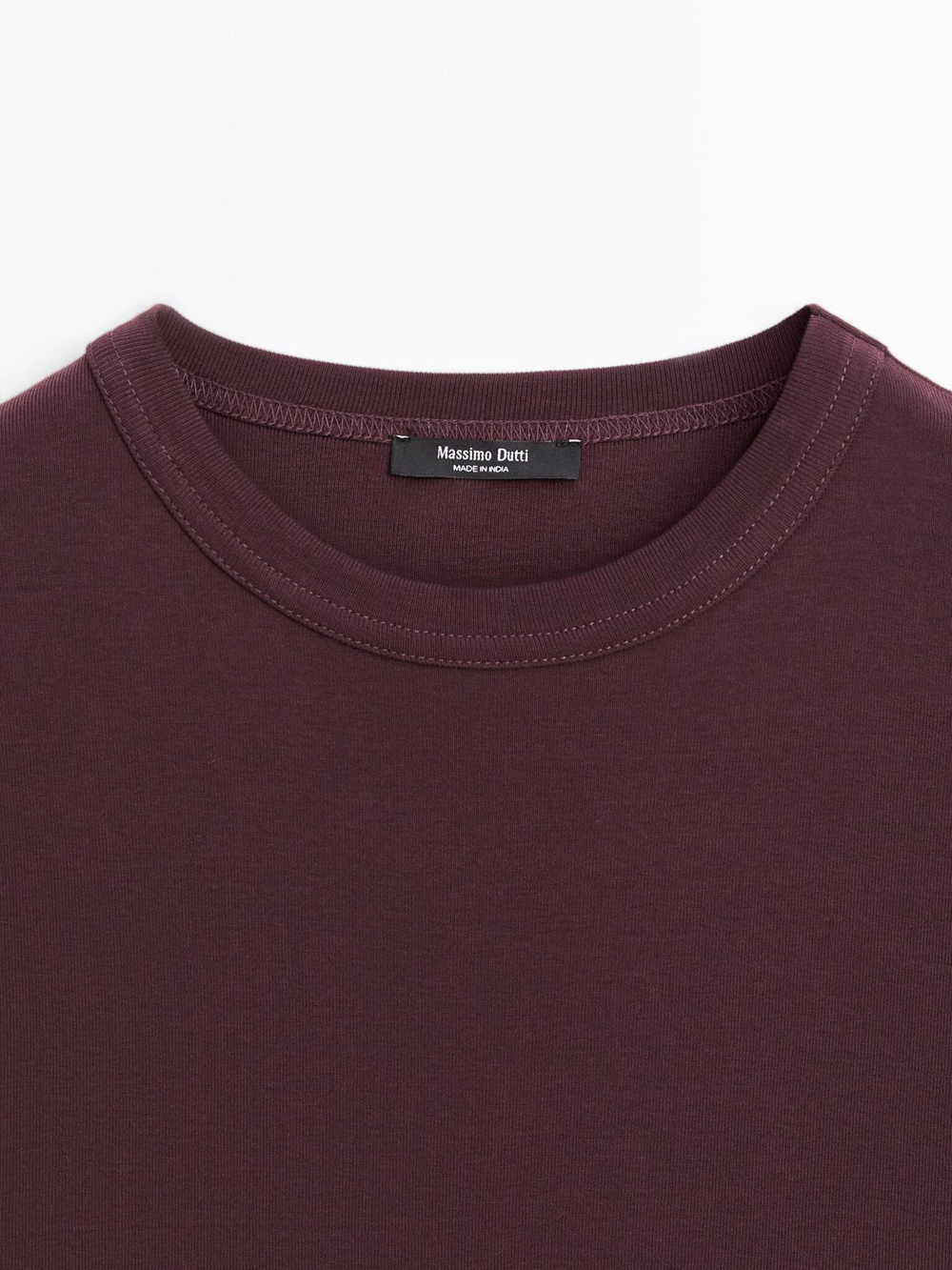Massimo Dutti Футболка с коротким рукавом из 100% хлопка, бордо