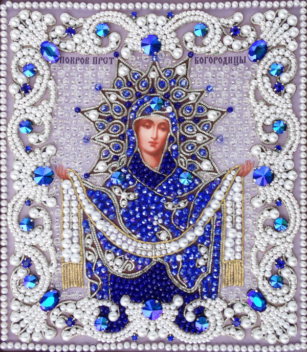 ЖС-10-СС Набор для вышивания хрустальными камнями Покров Прсв Богородицы (синий)