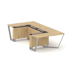 Steel Meet Стол переговорный П-образный KM-PR.B.SP-07P Тиквуд Светлый/Графит Глянец/Металл Серый 160