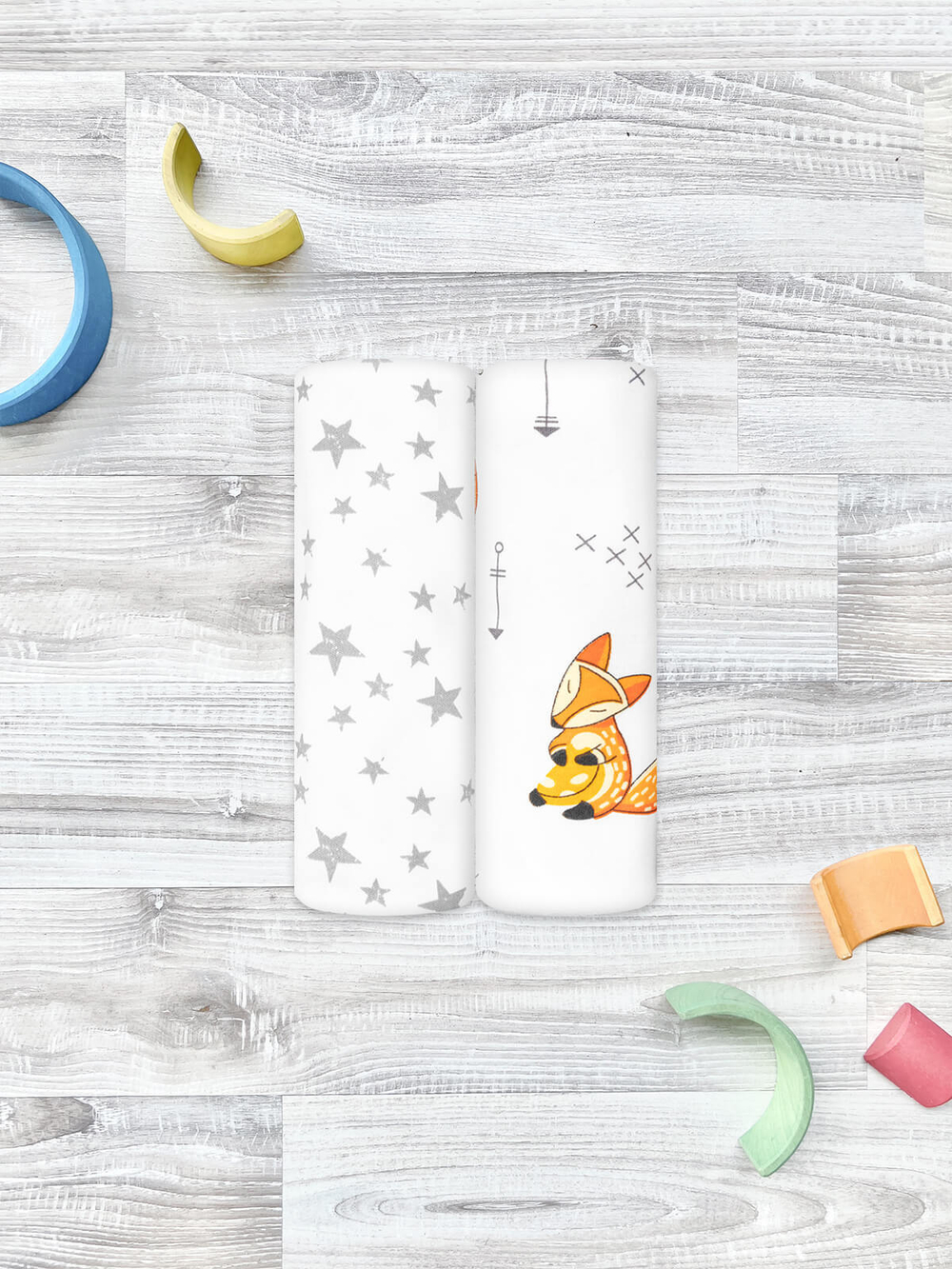 Сет из 2х пелёнок Mjölk Лисички/Звёзды