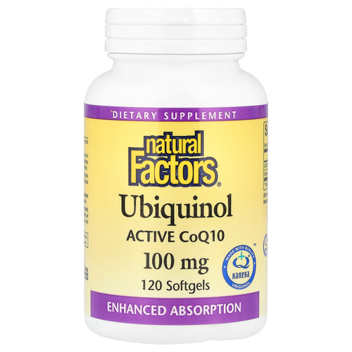 Natural Factors, Убихинол, QH-активный коэнзим Q10, 100 мг, 120 желатиновых капсул