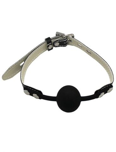 Черный силиконовый кляп с фиксацией и замочком (Цвет: черный)