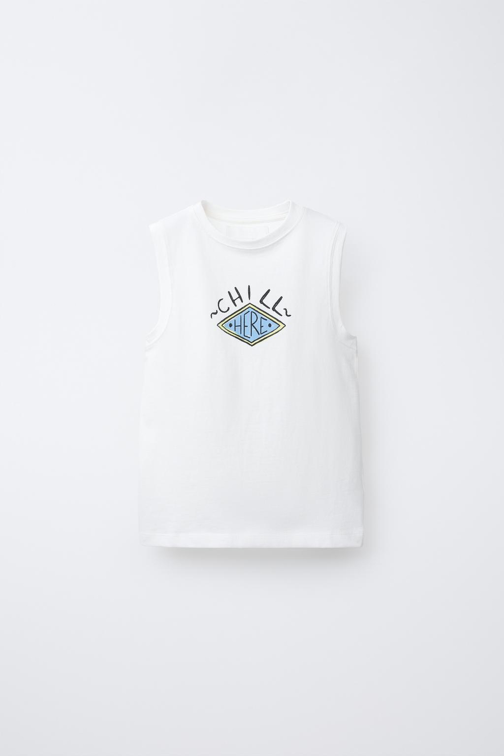 ZARA МАЙКА С ПРИНТОМ, БЕЛЫЙ