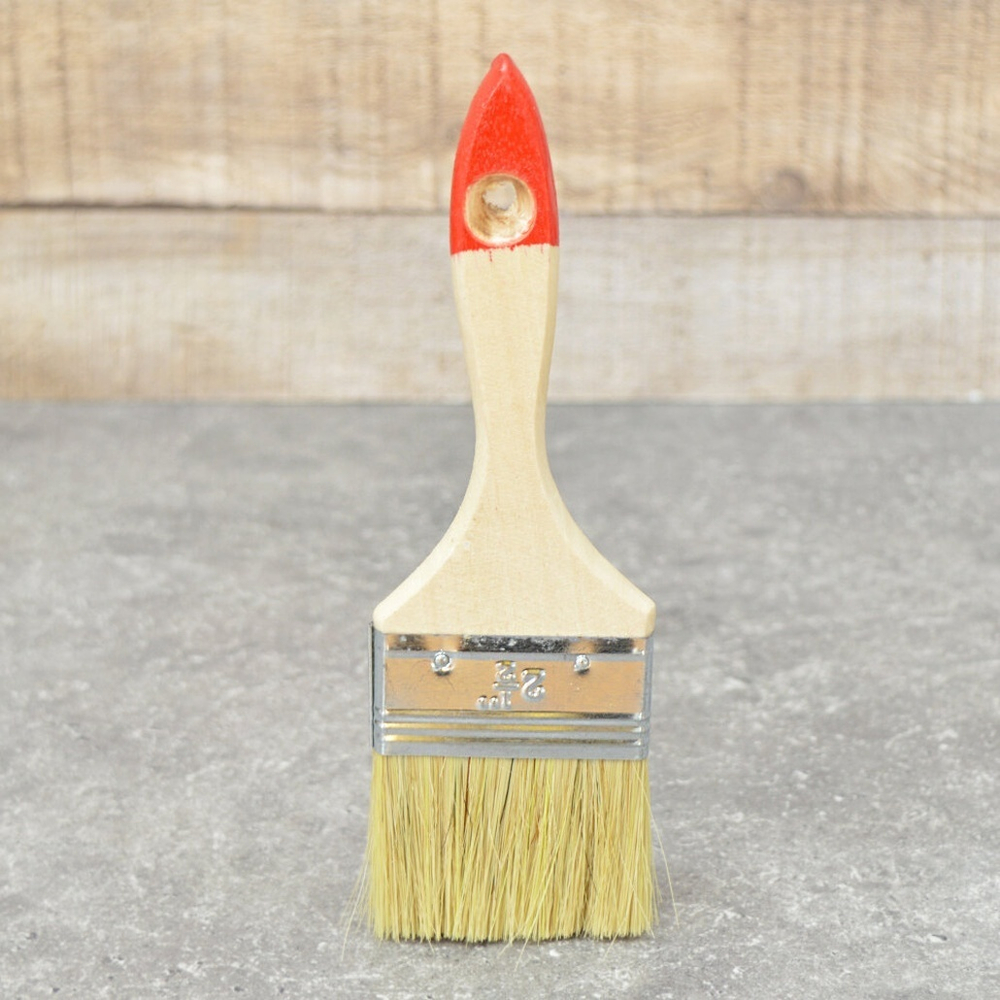 Кисть плоская 2,5" 63мм искусственная щетина, деревянная ручка