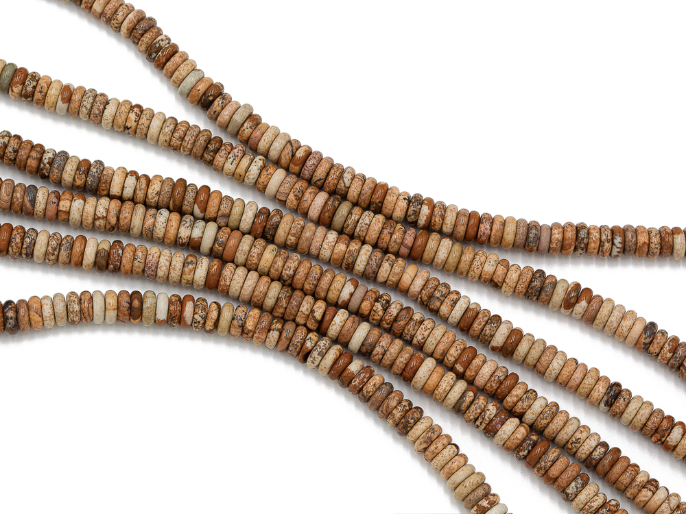 Нить бусин из песочной яшмы 6,5мм, рондель